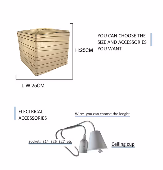 Hkh 中国提灯白い正方形の生分解性ペンダントランプ家の装飾のための提灯