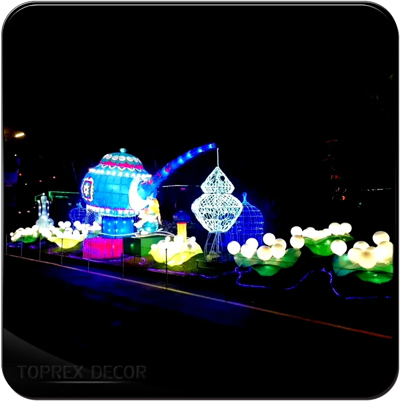 ホット販売屋外防水 IP65 中国の伝統的なフェスティバル公園の庭の装飾魚提灯